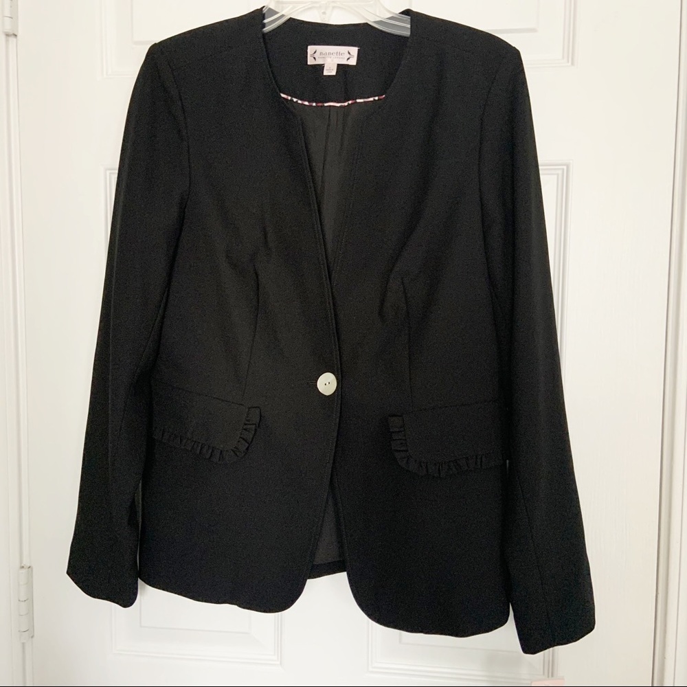 Nanette Lepore Black Split Collar Blazer Jacket
